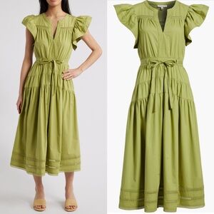 Moon River Ruffle Sleeve Tiered Maxi Dress
